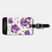 紫色エレガントの花パターン荷物タグ ラゲッジタグ (正面横)