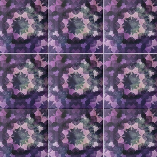 紫色エレガントの黒の複雑な幾何学的パターン タイル