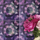 紫色エレガントの黒の複雑な幾何学的パターン タイル