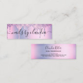 紫色エレガントグリッタードリップ爪、 ネイル スキニー名刺 (正面/裏面)