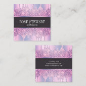 紫色エレガントグリッタードリップ爪、 ネイル スクエア名刺 (正面/裏面)
