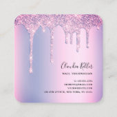 紫色エレガントグリッタードリップ爪、 ネイル スクエア名刺 (裏面)