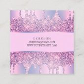 紫色エレガントグリッタードリップ爪、 ネイル スクエア名刺 (裏面)