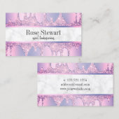 紫色エレガントグリッタードリップ爪、 ネイル 名刺 (正面/裏面)