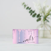 紫色エレガントグリッタードリップ爪、 ネイル 名刺 (スタンド正面)