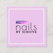 紫色エレガント爪、 ネイルポリッシュストローク スクエア名刺 (正面)