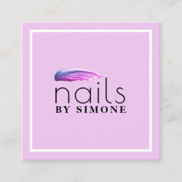 紫色エレガント爪、 ネイルポリッシュストローク スクエア名刺