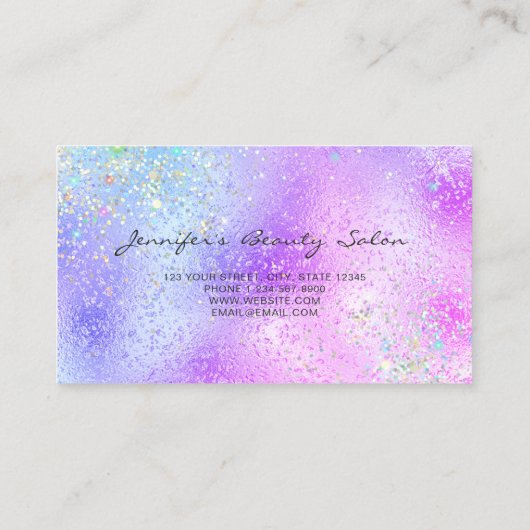 紫色エレガント箔ホログラフィックグリッターモダン 名刺