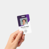 紫色カスタムの従業員の写真、ロゴ、バーコード、名前 バッジ (手持ち)