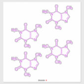 紫色カフェイン分子パターン シール (シート)