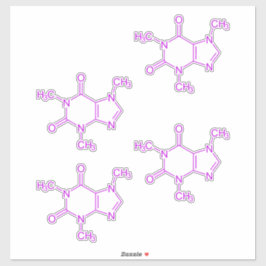 紫色カフェイン分子パターン シール