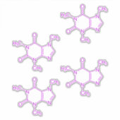 紫色カフェイン分子パターン シール (正面)