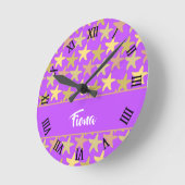 紫色カラフルのヒトデ ラウンド壁時計 (傾斜)