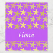 紫色カラフルのヒトデ ワインラベル (シングルラベル)