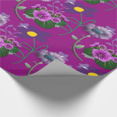 紫色カラフルの背景の上に花 ラッピングペーパー (角)