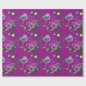 紫色カラフルの背景の上に花 ラッピングペーパー (フラット)