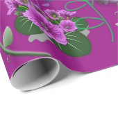 紫色カラフルの背景の上に花 ラッピングペーパー (ロールコーナー)