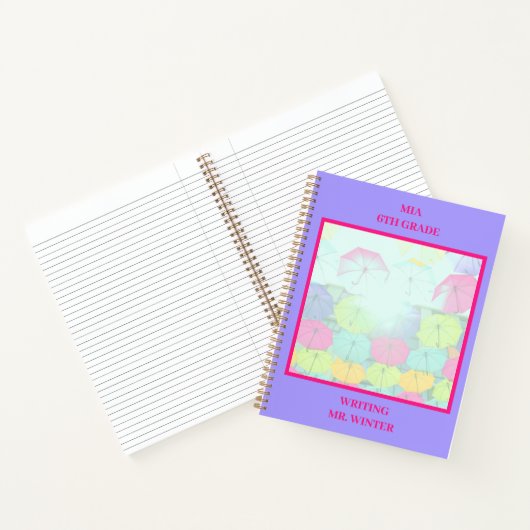 紫色カラフル傘教室の生徒 ノートブック (内部)