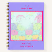 紫色カラフル傘教室の生徒 ノートブック (正面)