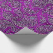 紫色ガラスの銀のエンボスのペイズリーパターン ラッピングペーパー (角)
