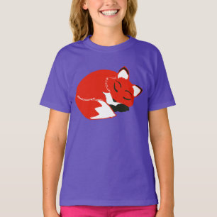 紫色キツネの女の子のHanes ComfortBlend®のスエットシャツ Tシャツ