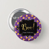 紫色キャンデートウモロコシ及び金ゴールドの点お洒落なハロウィン 缶バッジ (正面&裏面)