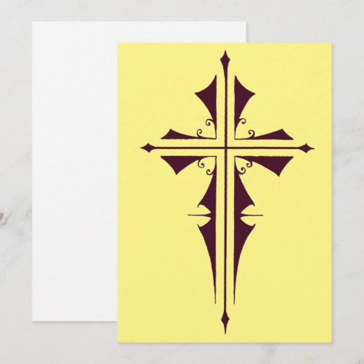 紫色キリスト教十字架 招待状 (正面/裏面)