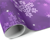 紫色クリスマスの休日の輝き及び雪片 ラッピングペーパー (ロールコーナー)