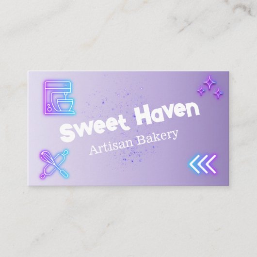 紫色グラディエント料理器ベーカリー 名刺 (正面)