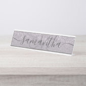 紫色グリッターグラデーションモノグラム デスクネームプレート (正面)