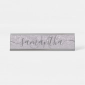 紫色グリッターグラデーションモノグラム デスクネームプレート (正面)