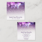 紫色グリッター美しいグラデーションスパフローラ スクエア名刺 (正面/裏面)