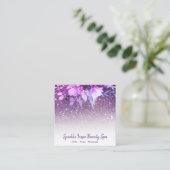 紫色グリッター美しいグラデーションスパフローラ スクエア名刺 (スタンド正面)