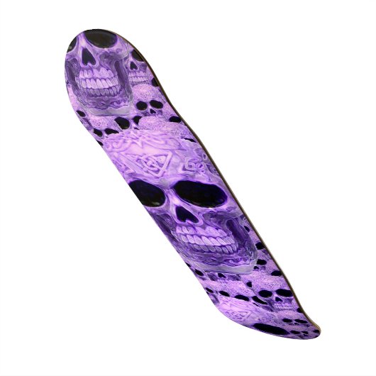 紫色ゴシックスカル模様 スケートボード (正面)