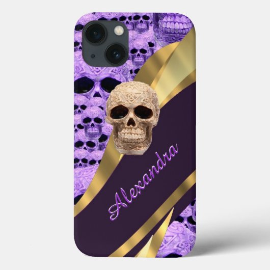 紫色ゴシックスカル パーソナライズされた Case-Mate iPhoneケース (裏面)