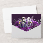 紫色ゴシック骨格フローラスカル死部 オールインワン招待状 (裏面)