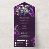 紫色ゴシック骨格フローラスカル死部 オールインワン招待状 (内側)