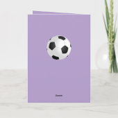 紫色サッカーサッカーボール写真誕生日 カード (裏面)