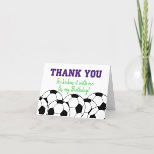 紫色サッカー感謝カード サンキューカード