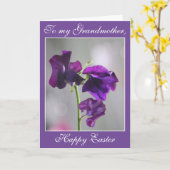 紫色スイートピー花のイースターカード カード (黄色い花)