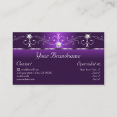 紫色スタイリッシュの白い四角い宝石と写真 名刺 (裏面)