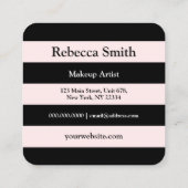 紫色スタイリッシュフローラブラックピストライプンク化粧 スクエア名刺 (裏面)