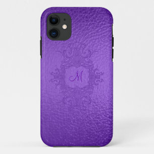 紫色ステンドグラスのルックカスタムモノグラム iPhone 11 ケース