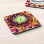 紫色ダリアの抽象的なオリジナル花アート コースター (左側)