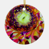 紫色ダリアの抽象的なオリジナル花アート セラミックオーナメント (正面)