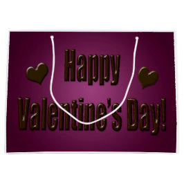 紫色チョコレート幸せなバレンタイン ラージペーパーバッグ