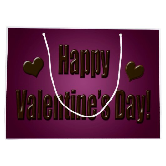 紫色チョコレート幸せなバレンタイン ラージペーパーバッグ (裏面)