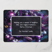 紫色チョークの色合いのオーナメント 箔シーズンカード (正面)