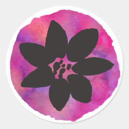 紫色トロピカルフラワー ラウンドシール