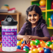 紫色ドットカスタムモノグラム子供用 ウォーターボトル